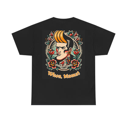 Johnny Whoa, Mama! Unisex Heavy Cotton Tee - "Whoa, Mama!" Vintage Tattoo Style Shirt