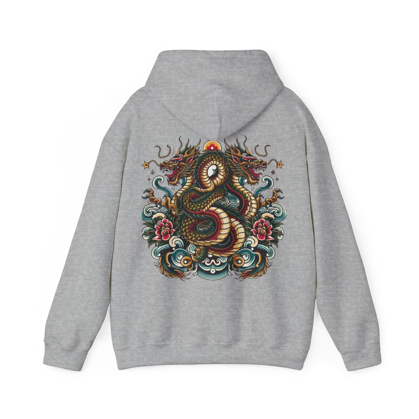 Hydra Ink Alchemy Co. Unisex Heavy Blend Hoodie with Dragon Design - Cozy & Stylish