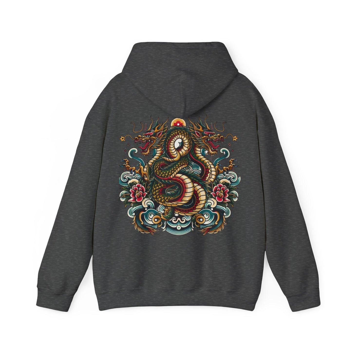 Hydra Ink Alchemy Co. Unisex Heavy Blend Hoodie with Dragon Design - Cozy & Stylish