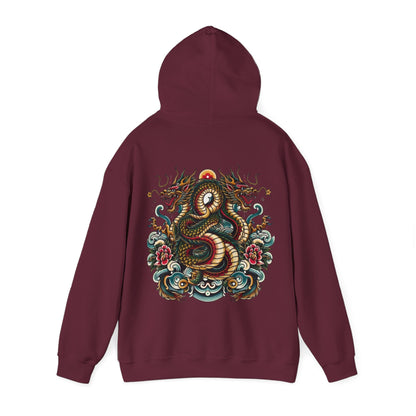 Hydra Ink Alchemy Co. Unisex Heavy Blend Hoodie with Dragon Design - Cozy & Stylish